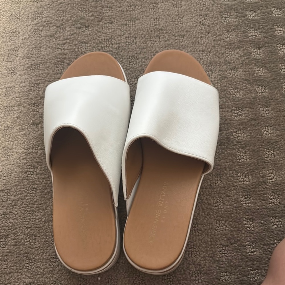 Adrienne Vittadini White Mules Textured Slip-On
